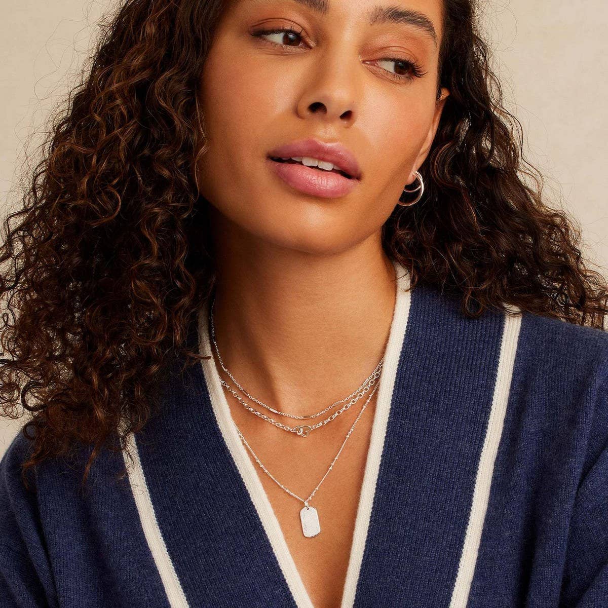 SIMPLE LOVE DOUBLE BUCKLE PAPER CLIP NECKLACE_CWMM5737