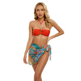 BANDEAU MESH WRAP SKIRT THREE PIECE SWIMSUIT_CWMW0333