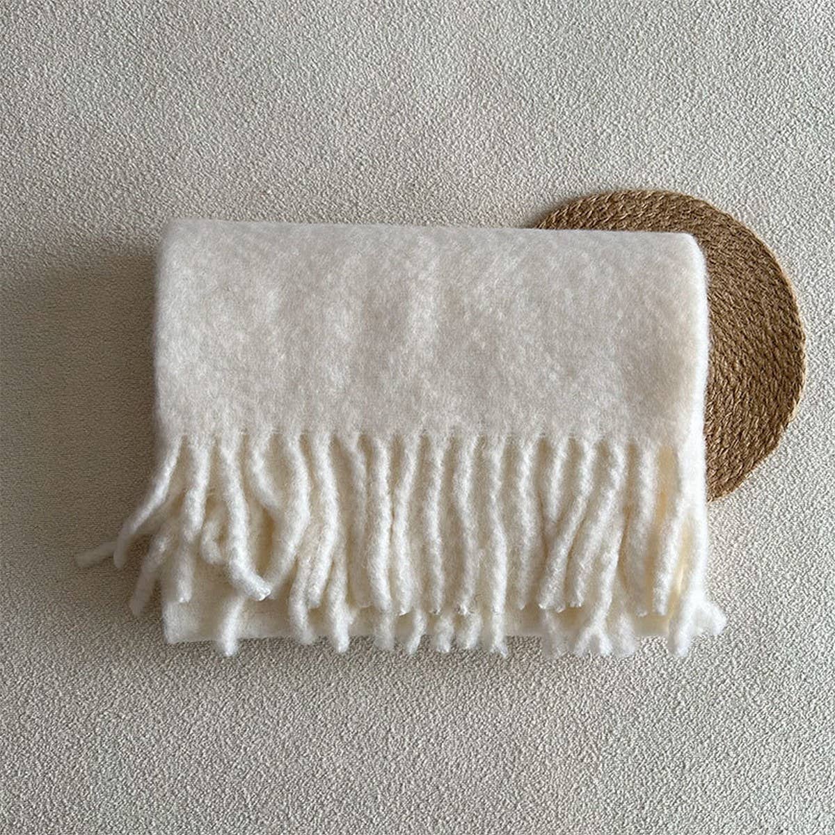 SOFT MERINO WOOL SOLID SCARF WHITE WINTER WRAP_CWASC2294