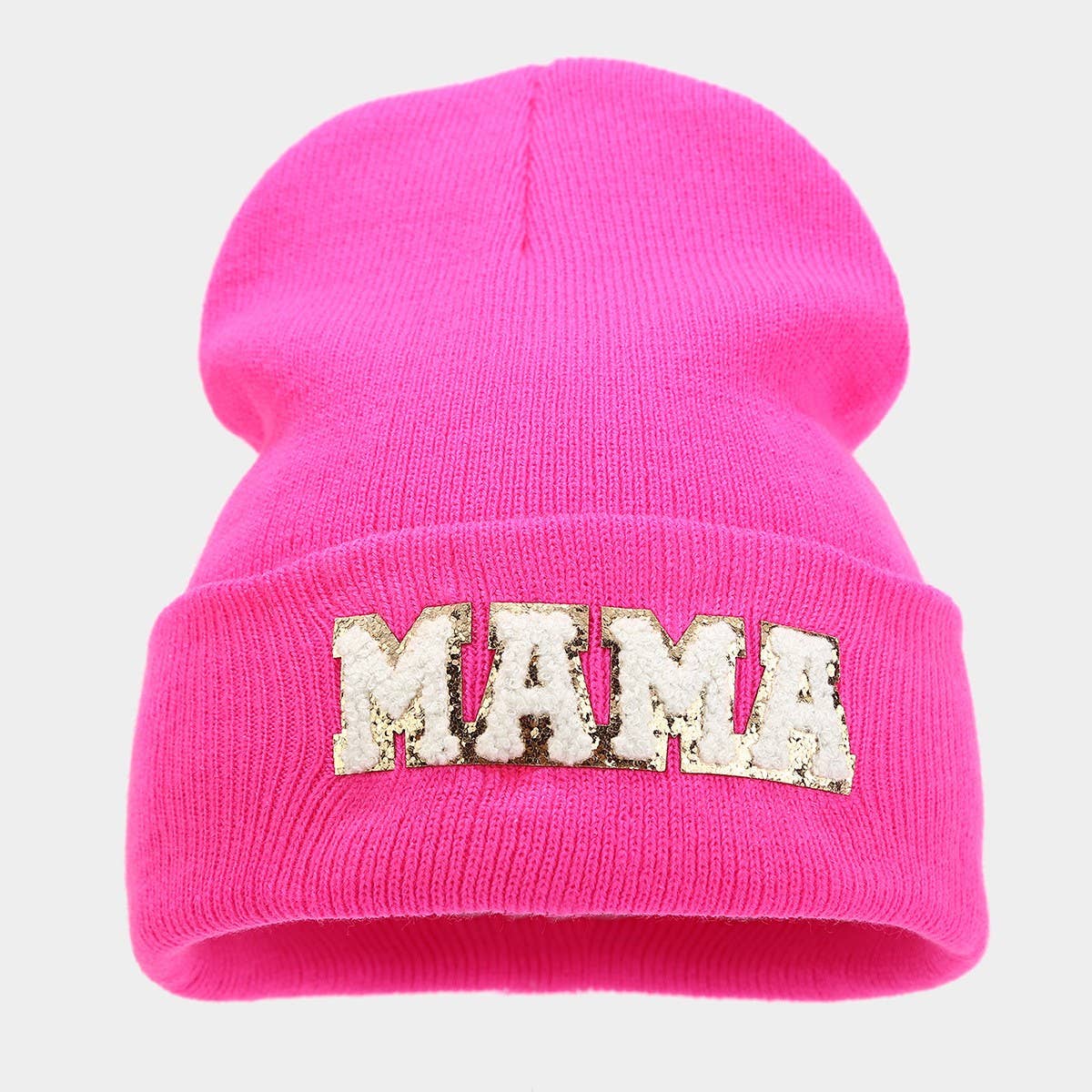 MAMA KNITTED HAT WITH EMBROIDERED LETTERS ON TOWEL_CWAH2080