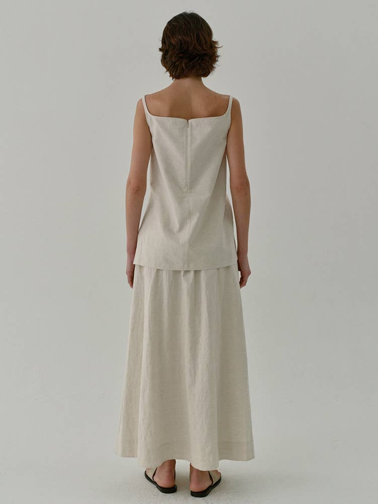 Split Double Pocket A-Line Waist Skirt