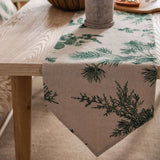 GREEN PINE CONE PRINTED FABRIC LONG TABLECLOTH_CWMM0999