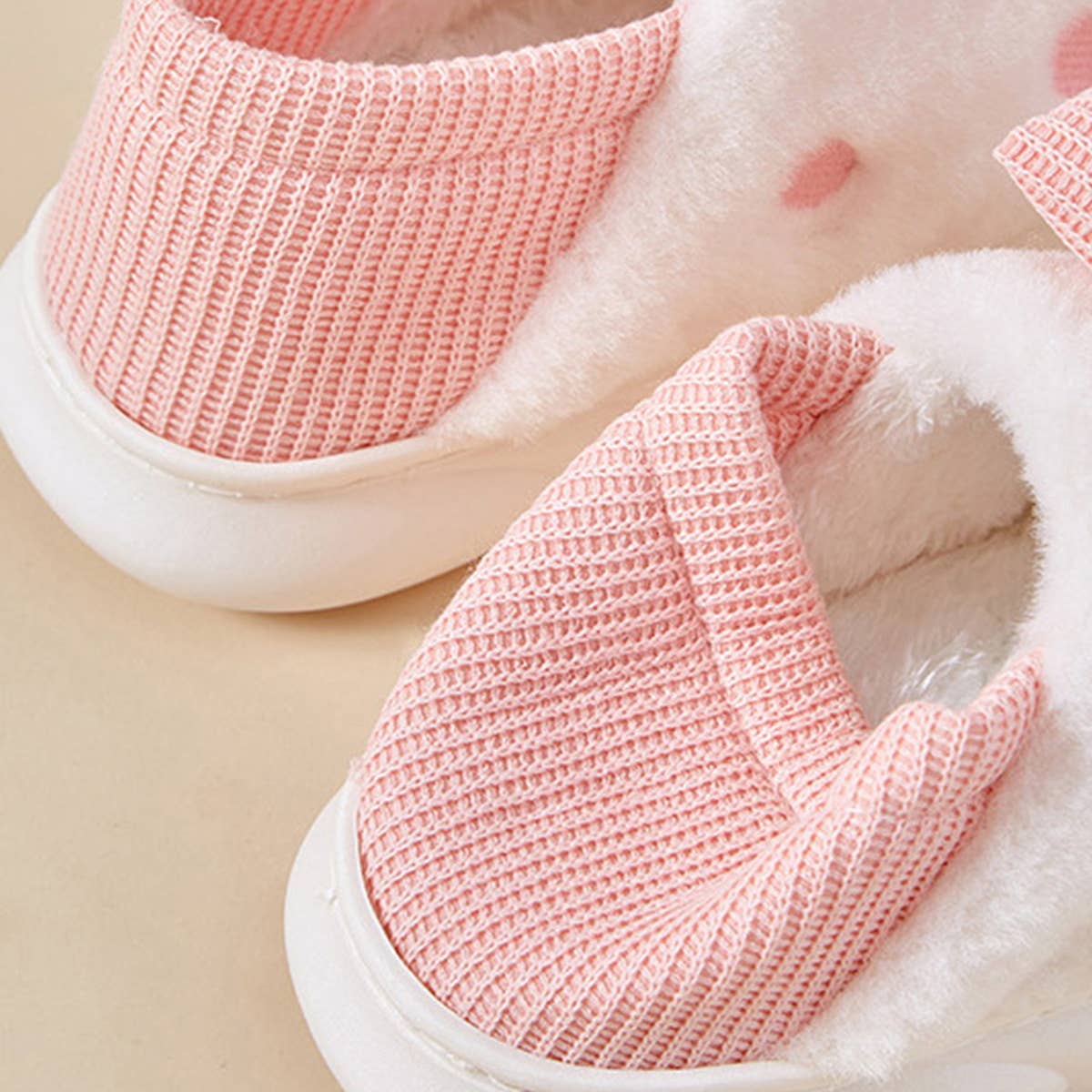 BOW DECOR MINIMALIST FLUFFY BEDROOM SLIPPERS_CWSHS0238