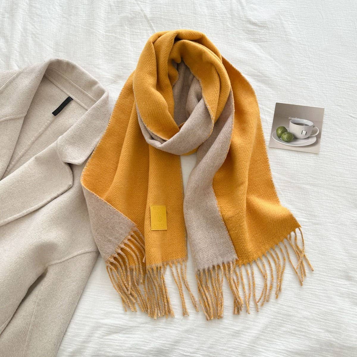 Cwasc03138_Winter Wool Reversible Tassel Scarf For Couples