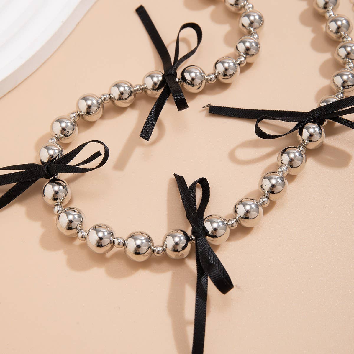 HOT SELLING BLACK BOW BEADED NECKLACE_CWAJE1171