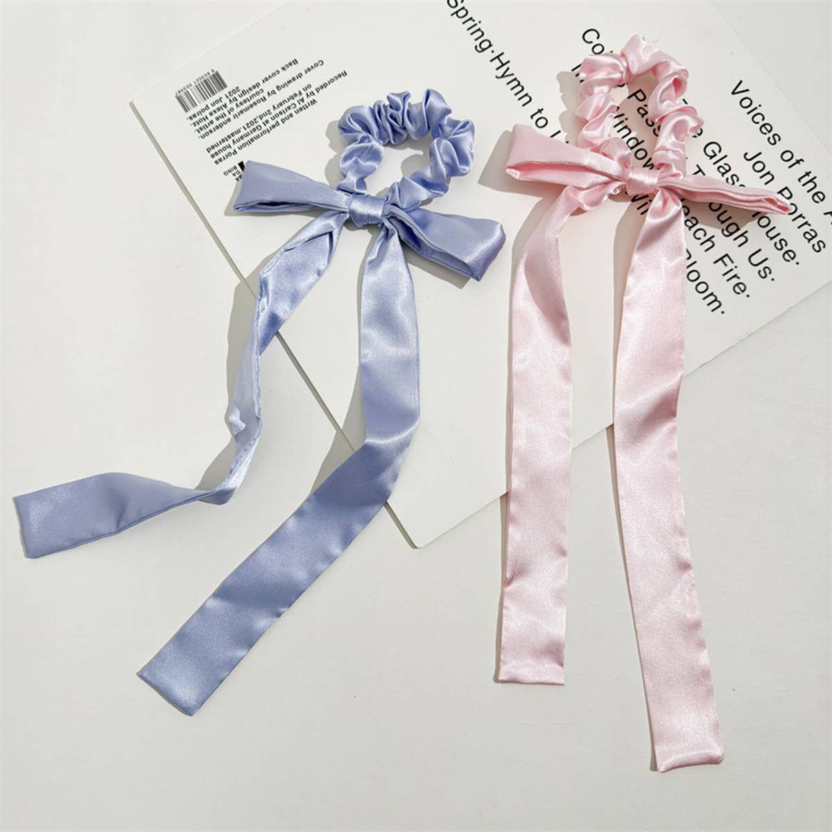 Women Long Bow Elastic Band Hair Tie_Cwaha1079
