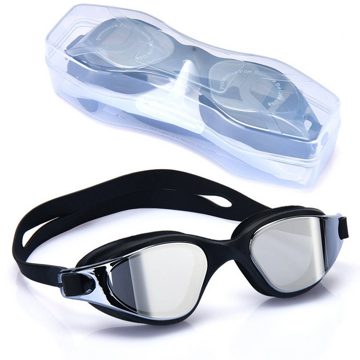 SILICONE ONE PIECE SWIM GOGGLES HD ANTI FOG LENS_CWASG1042