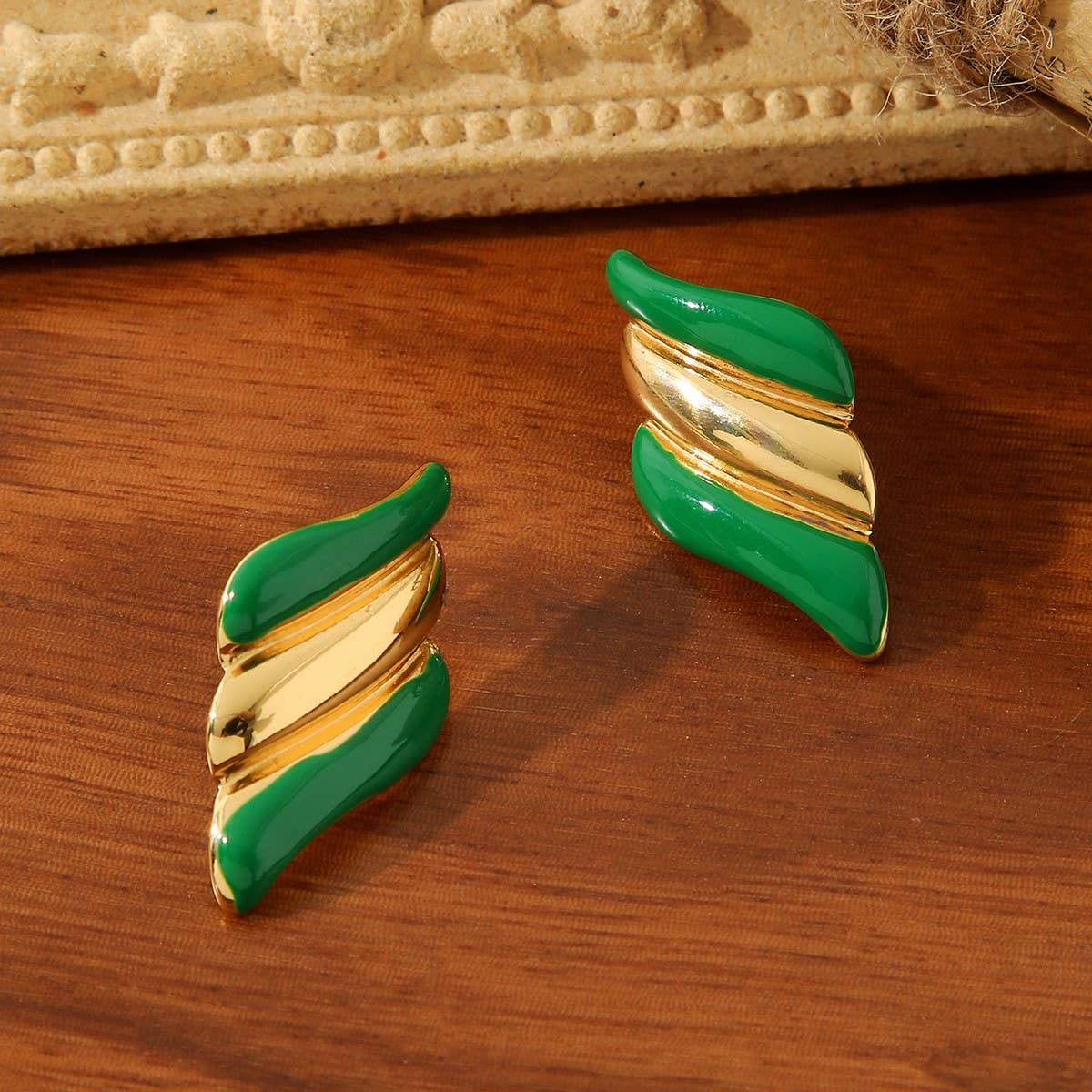 COLORFUL OIL DROP ANGEL WINGS TEXTURE EARRINGS_CWMM3659