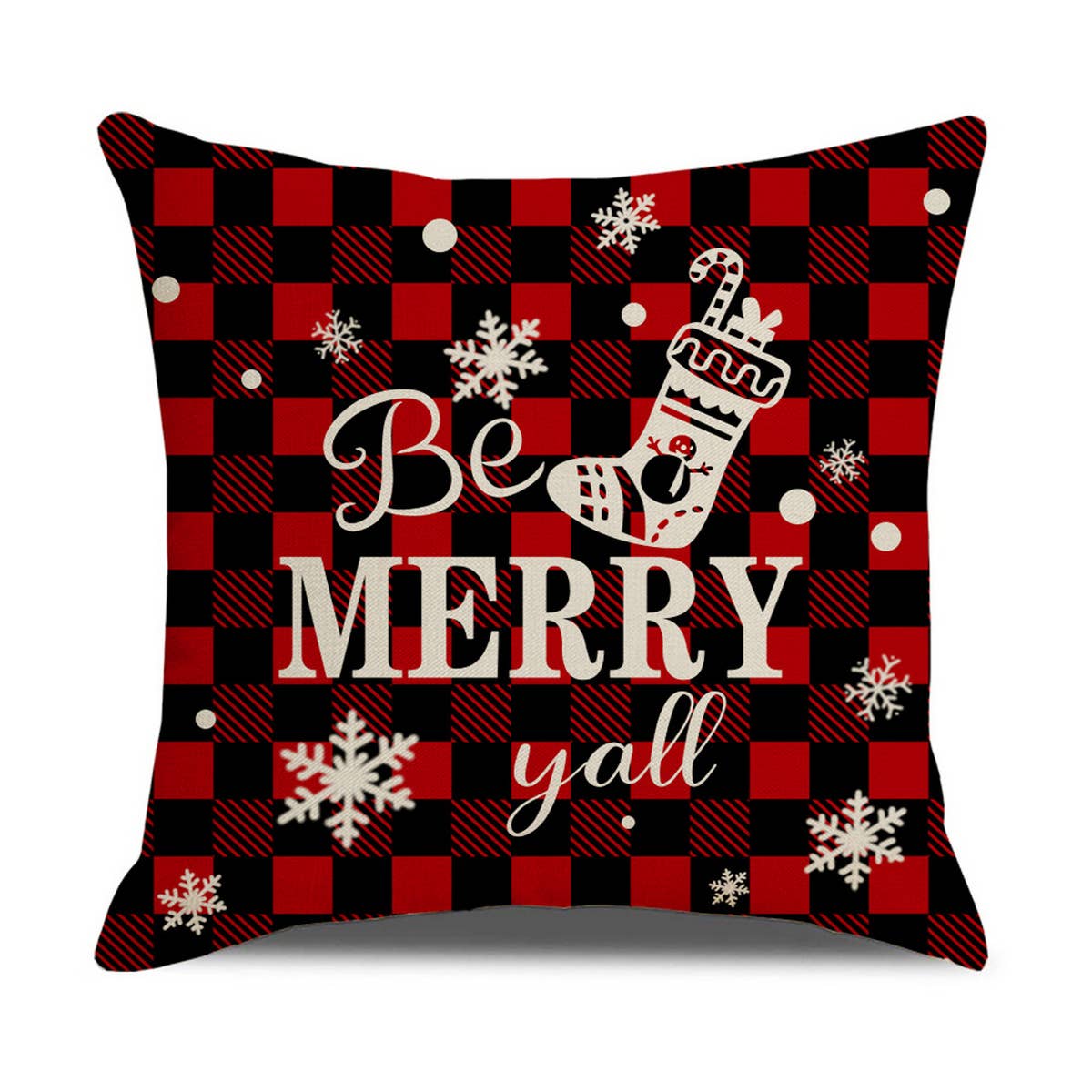 CHRISTMAS TREE RED AND BLACK PLAID PILLOWCASE_CWMM1409