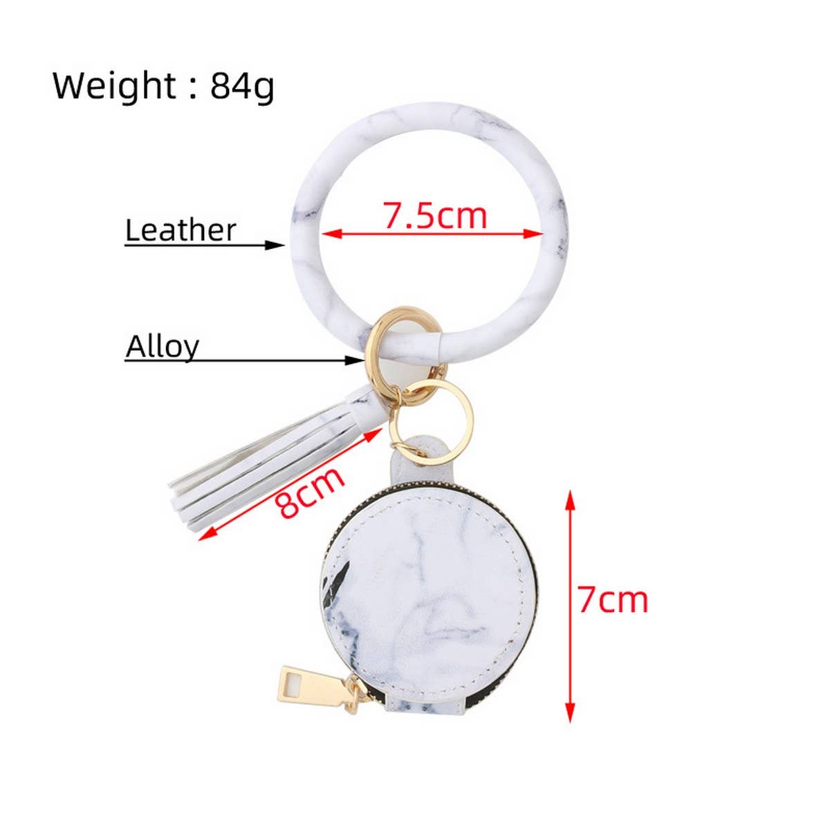 PU LEATHER ROUND WRISTLET WITH MIRROR POUCH_CWMM7021