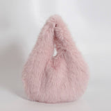 FAUX FOX FUR PLUSH HANDBAG WOMEN LARGE TOTE_CUAB00564