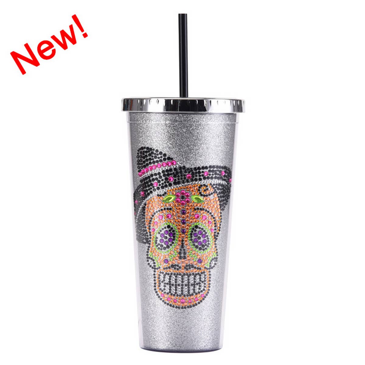 DOUBLE LAYER STRAW SKULL WATER CUP_CWMM0983