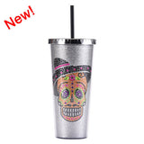 DOUBLE LAYER STRAW SKULL WATER CUP_CWMM0983
