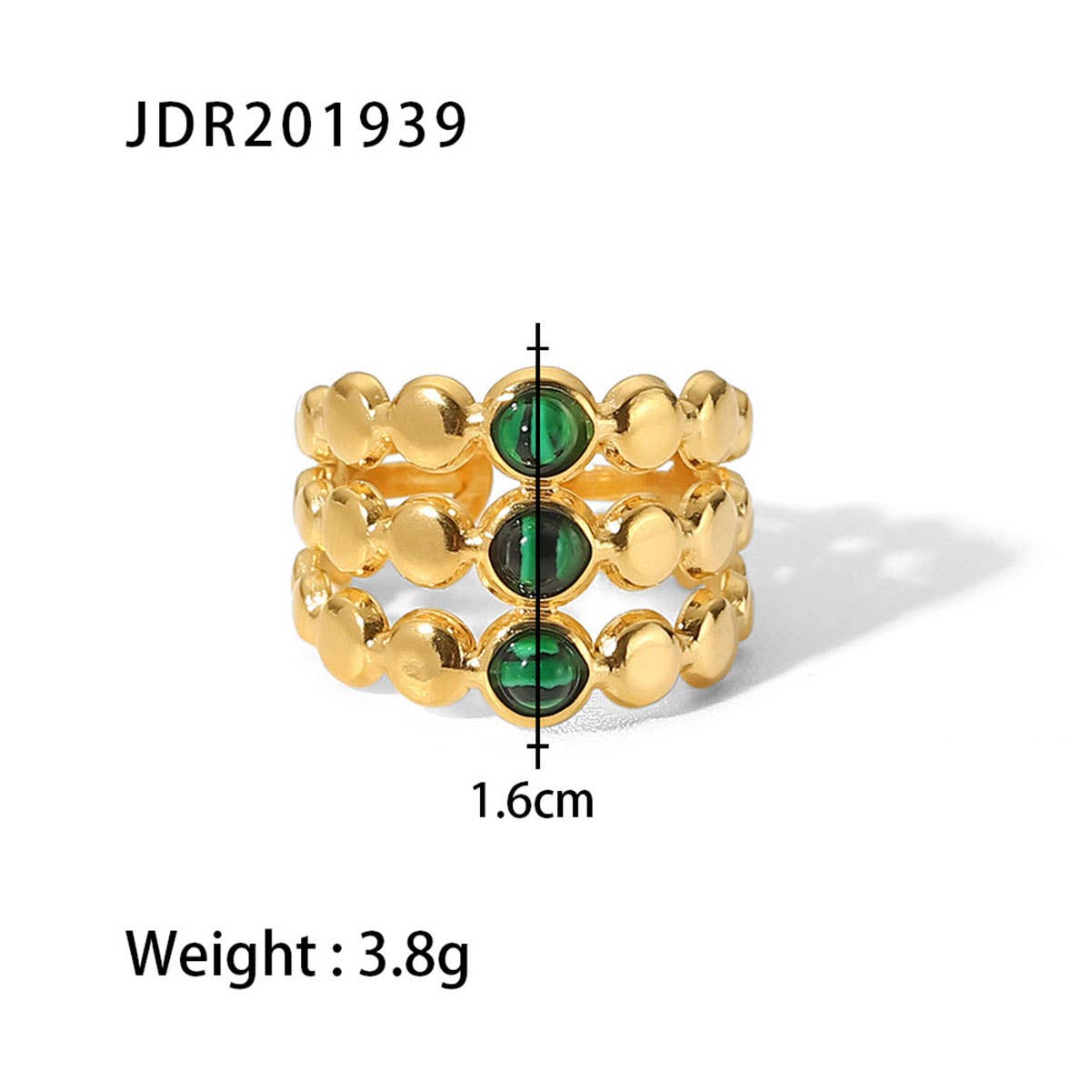 GOLD STAINLESS STEEL INLAID NATURAL STONE RINGS_CWAJE0611