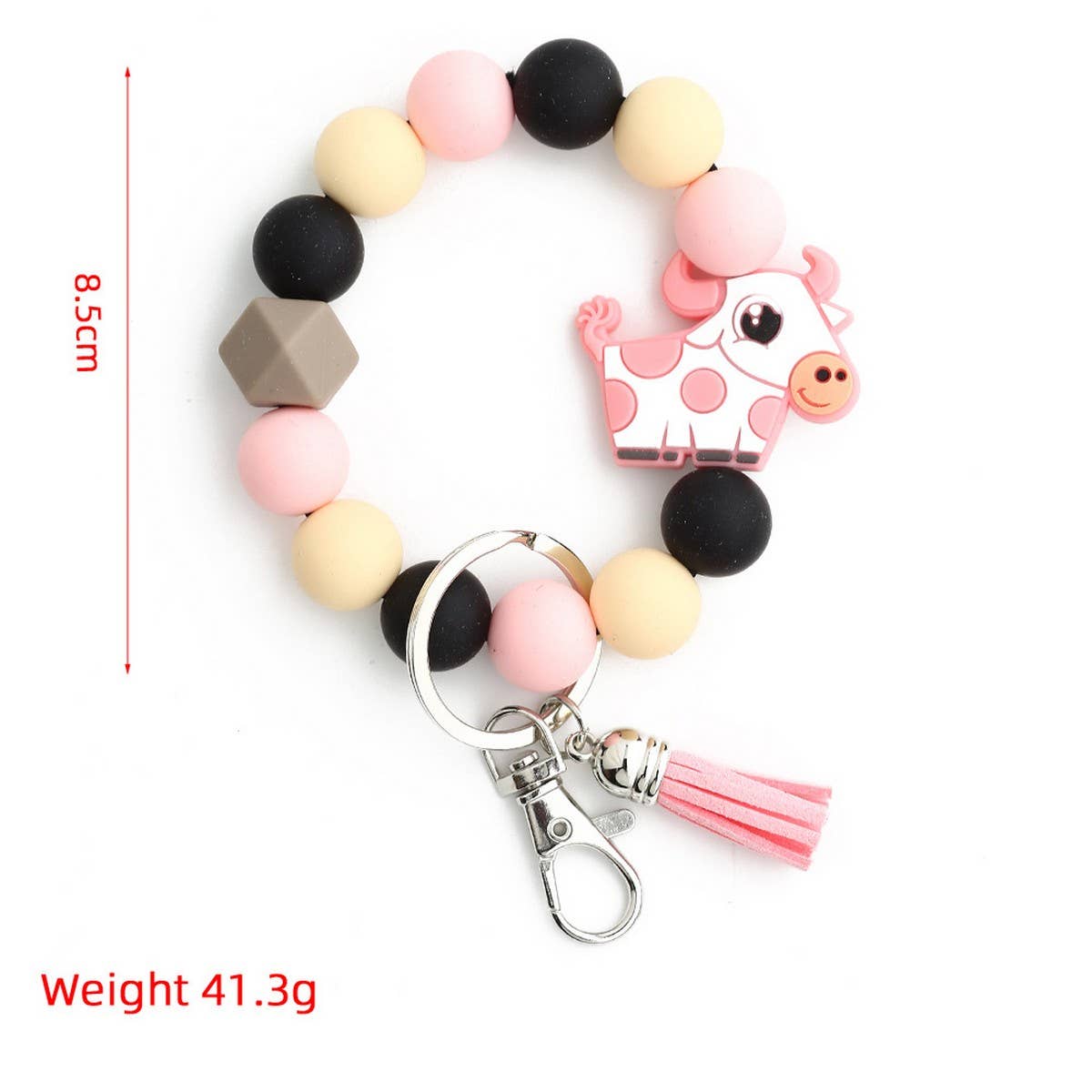 CARTOON BULL KEYCHAIN MOOSE CHARM SILICONE BEADS_CWMM6863