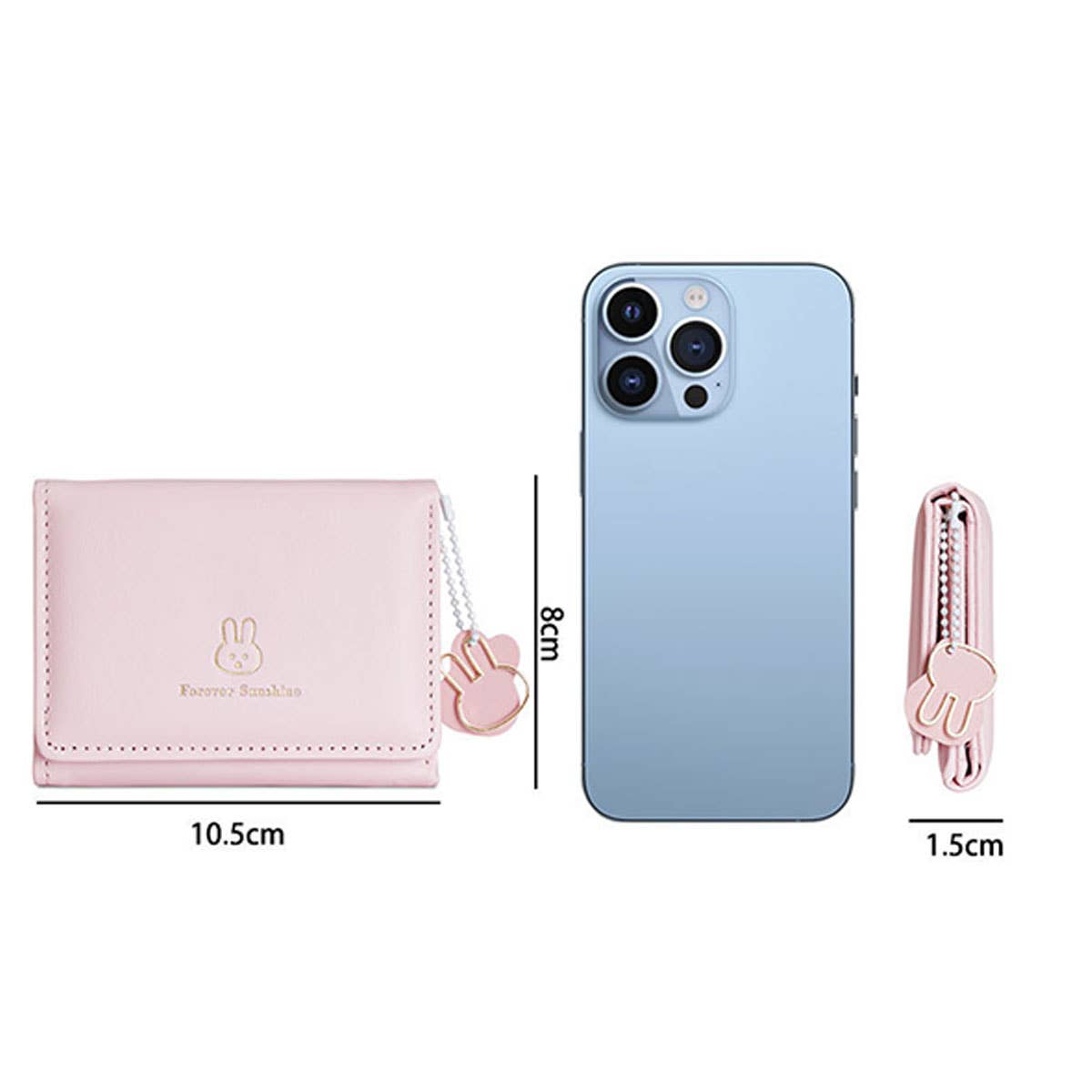 Cute Bunny Print Candy Color Trifold Wallet_Cwab06222