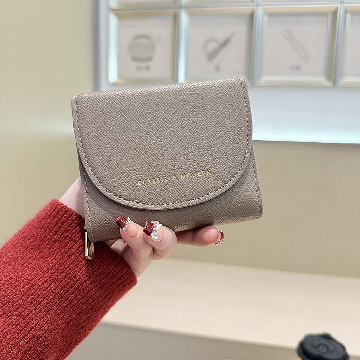 New Solid Color 3-Fold Wallet With Flip Cover_Cwab06253