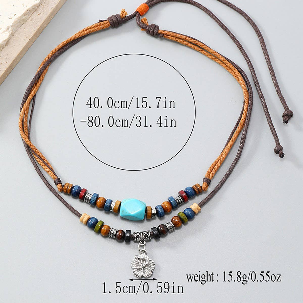 Vintage Multi-Layer Turquoise Flower Necklace_Cwmm4584