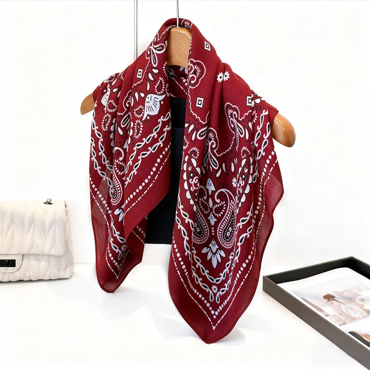 Paisley Herringbone Linen Feel Silk Scarf_Cwasc03310