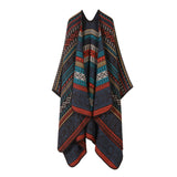LINE PATTERN SCARF THICKENED KNITTED CAPE SHAWL_CWASC2262
