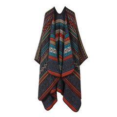 LINE PATTERN SCARF THICKENED KNITTED CAPE SHAWL_CWASC2262