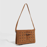 Vintage Suede Chain Studded Envelope Bag_Cwab5698