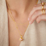 STAINLESS STEEL MULTI LAYERED GEMSTONE NECKLACE_CWMM5733