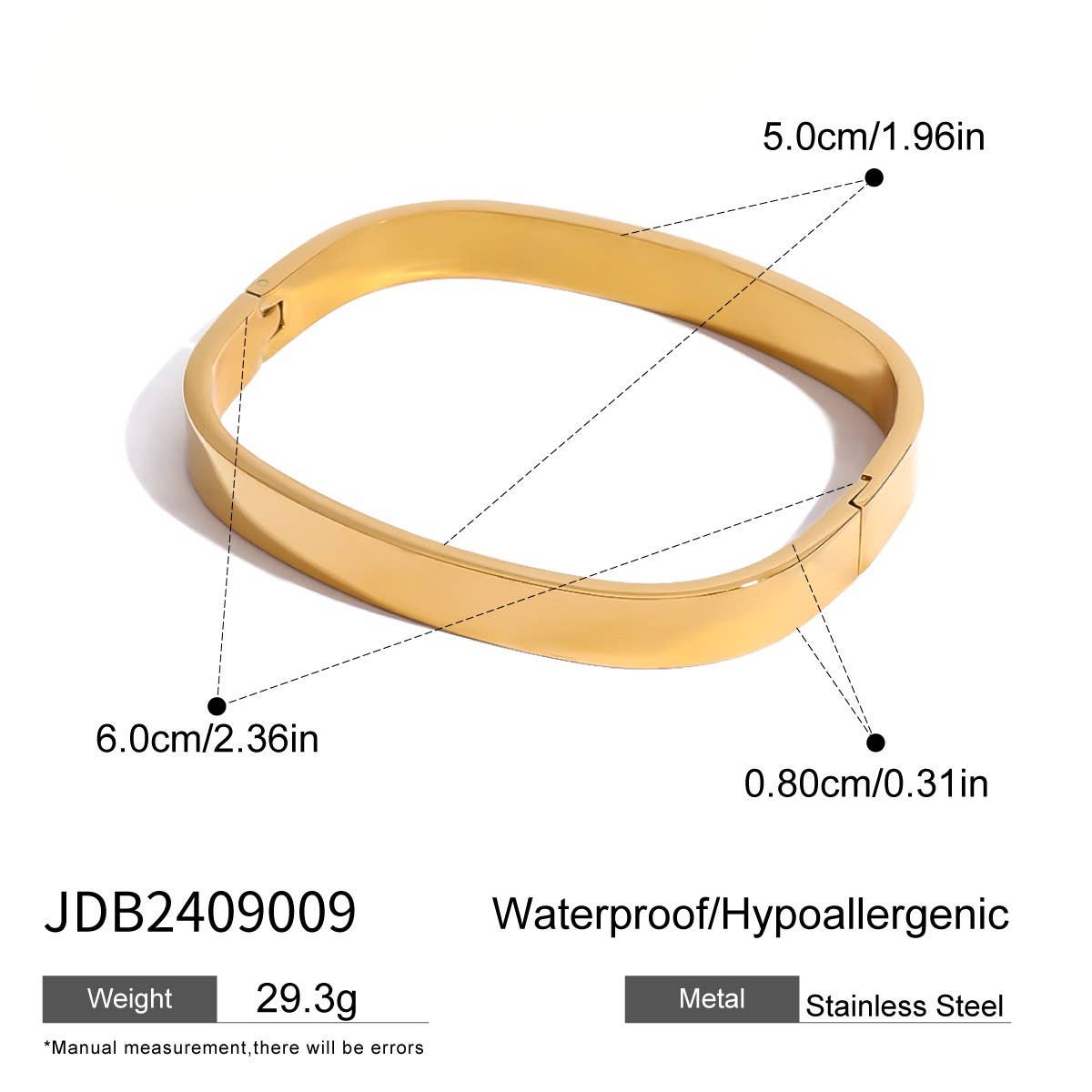 STAINLESS STEEL CURVED CLASP BANGLE SLEEK STYLE_CWAJE4661