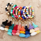 Womens Tassel Silicone Bead Keychain Bracelet_Cwab5029