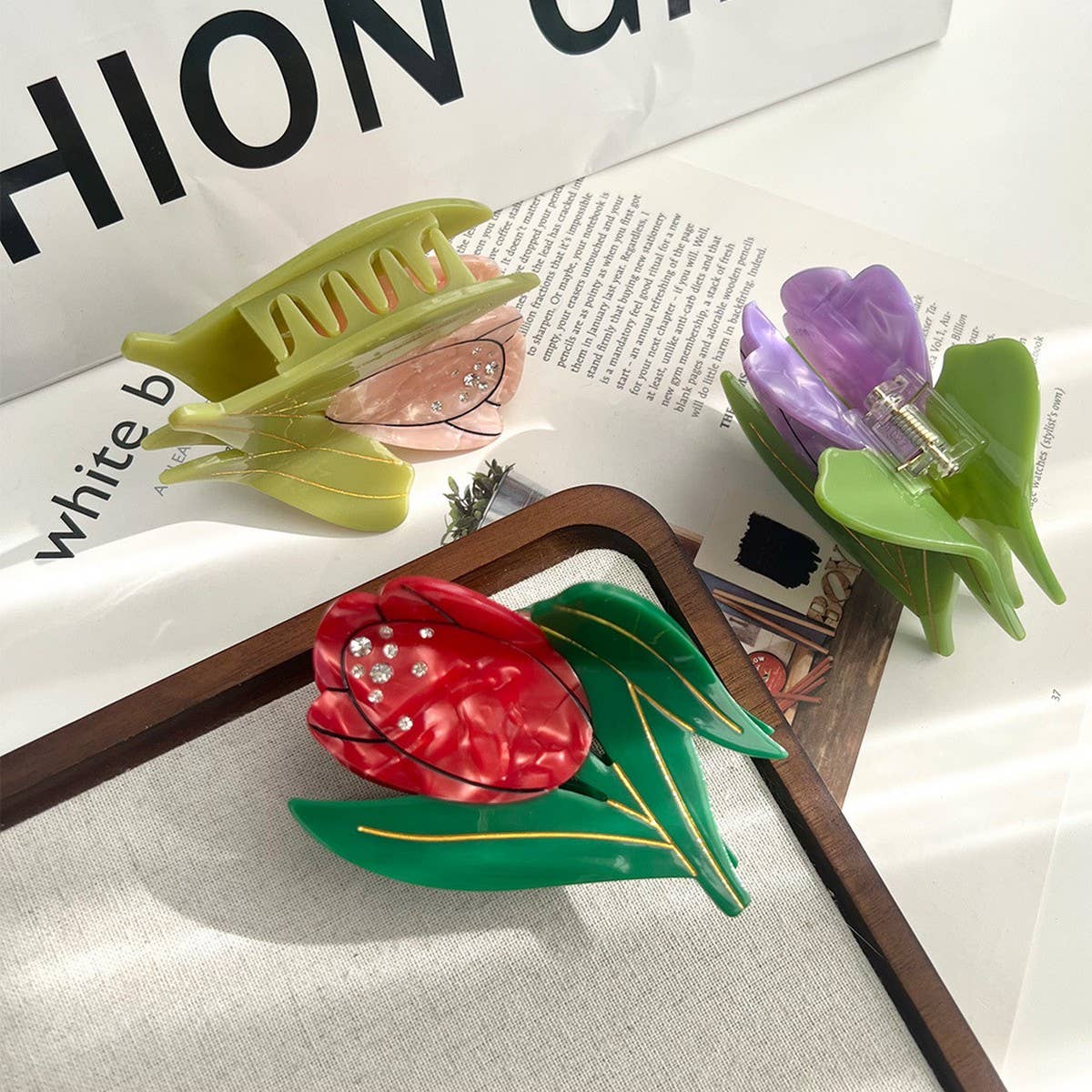 SPRING FLOWER ACETATE CLAW TULIP HAIR CLIP_CWAHA5901