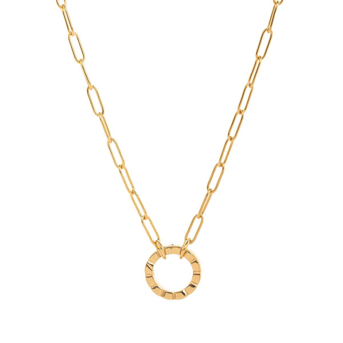 LOOSE RING HEART ROUND PENDANT NECKLACE_CWMM3768