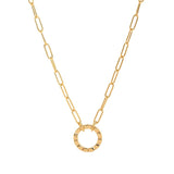 LOOSE RING HEART ROUND PENDANT NECKLACE_CWMM3768