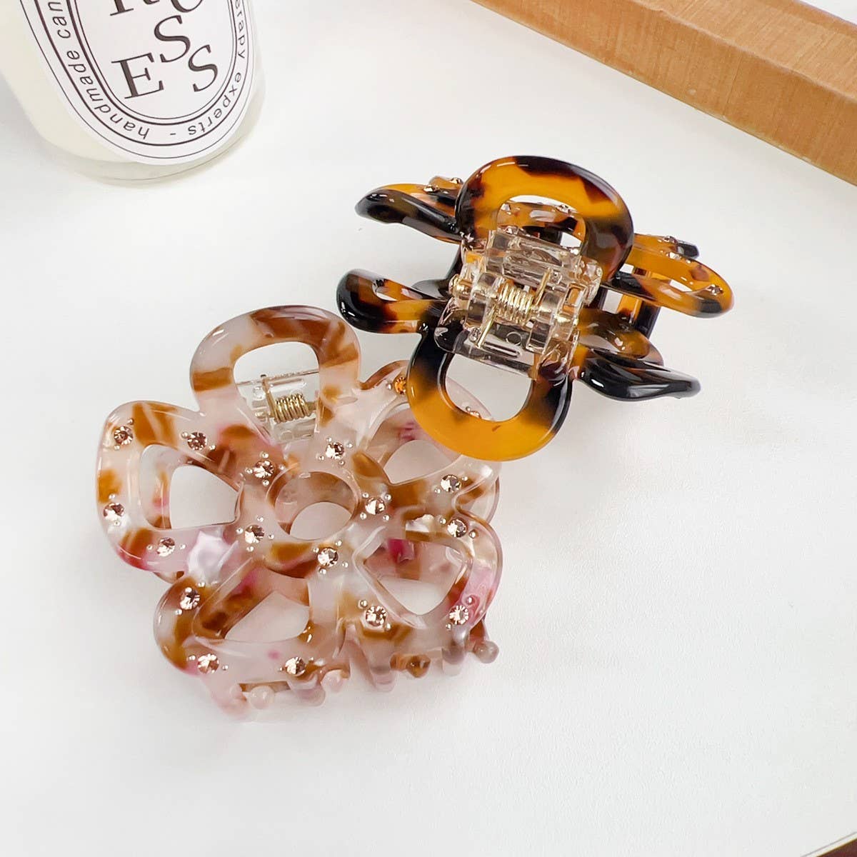 HOLLOW FLOWER HAIR CLAW RHINESTONE CHIC CLIP_CWAHA1590