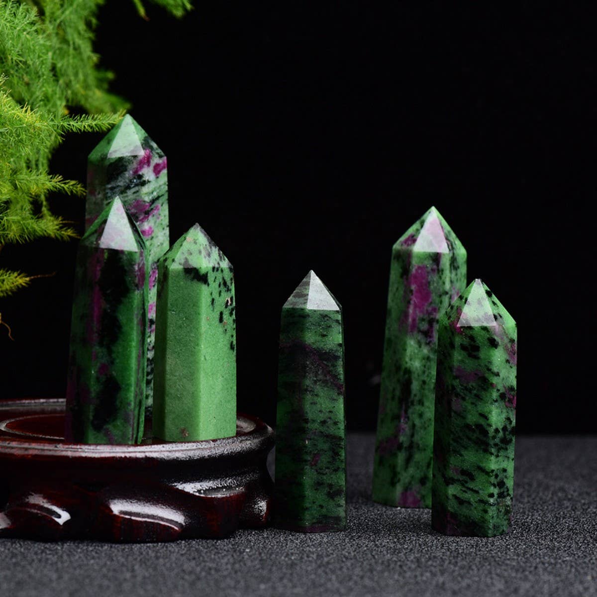 NATURAL RUBY ZOISITE HEX CRYSTAL TOWER_CWMM8134