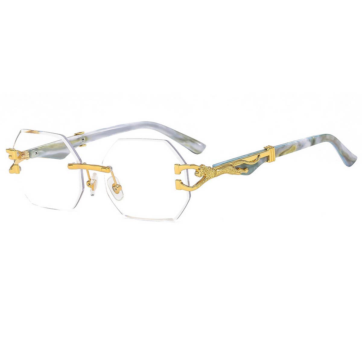 LEOPARD HEAD RIMLESS CUT EDGE SUNGLASSES_CWASG1151