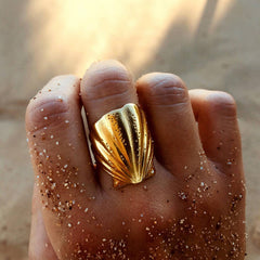 GOLD PLATED STAINLESS STEEL SHELL RINGS_CWAJE1243