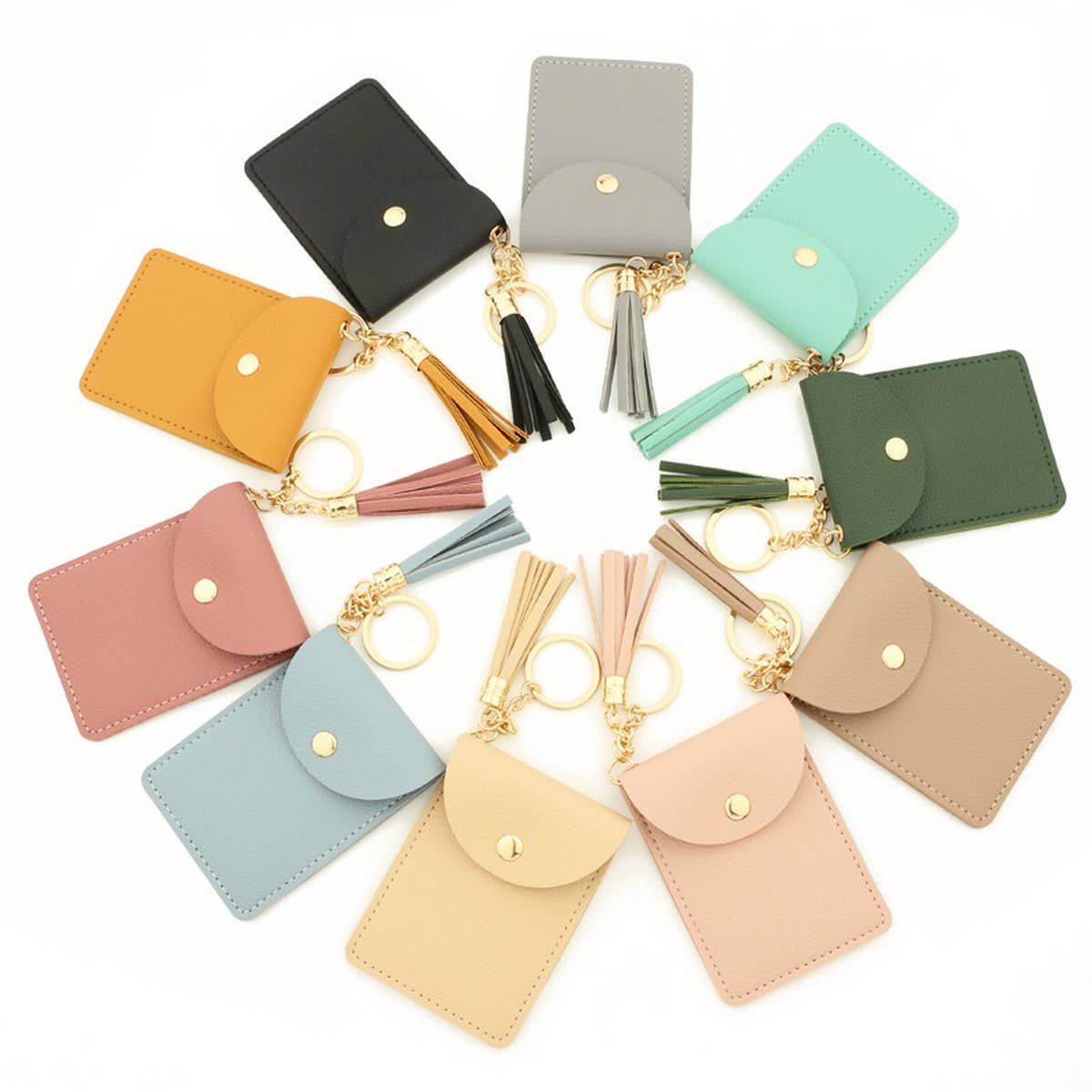 PU LEATHER CARD HOLDER WALLET WITH TASSEL_CWAB4963