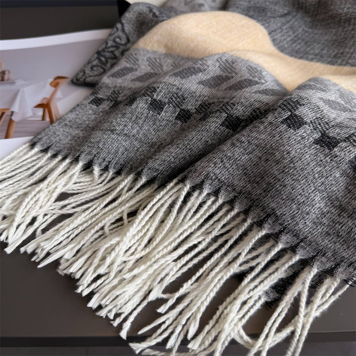 Winter Plaid Colorblock Tassel Scarf Wrap Unisex_Cwasc03273