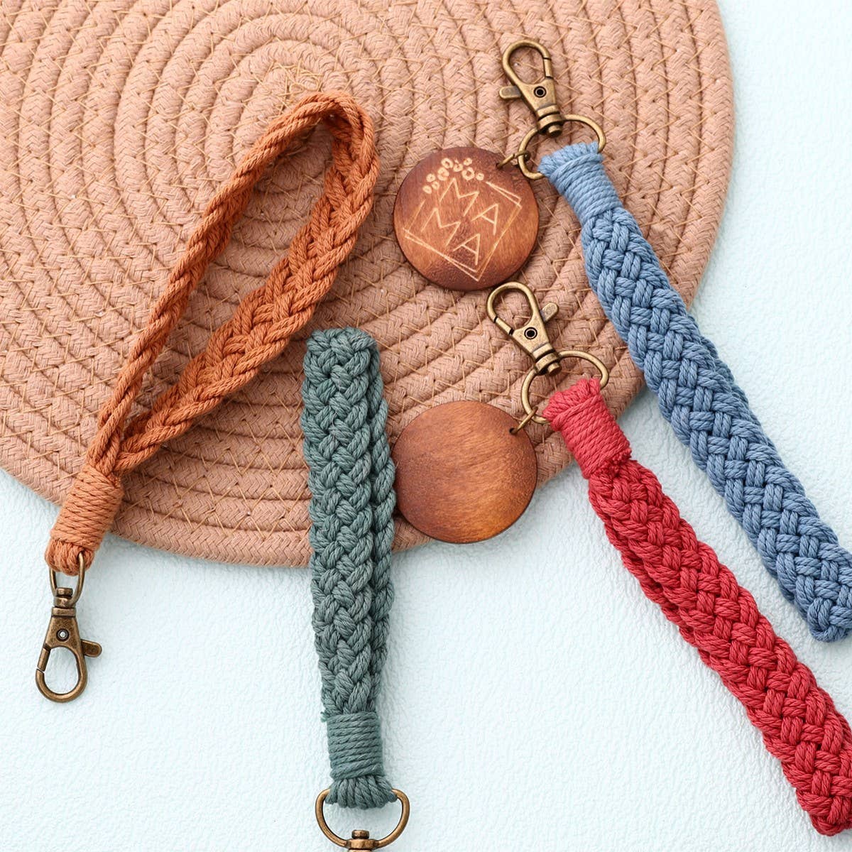 BOHO HANDMADE WOVEN STRIPE KEYCHAIN WRIST STRAP_CWAB5015