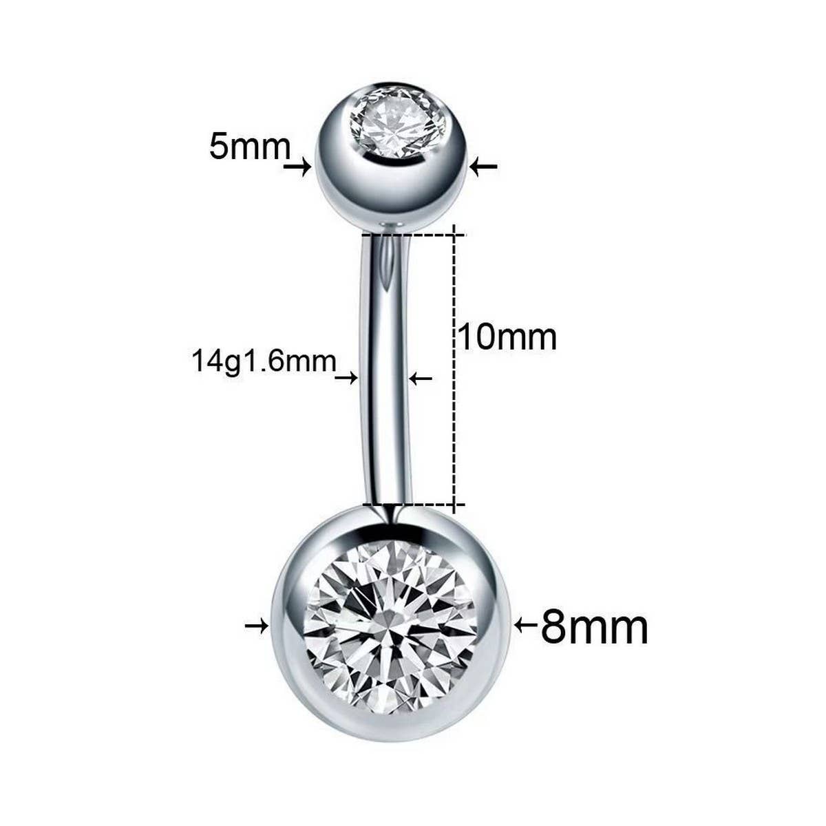 DOUBLE GEM BELLY BUTTON RING STAINLESS STEEL_CWMM9173