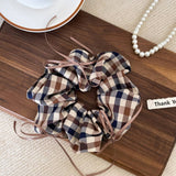 Plaid Ribbon Bow Scrunchie School Style_Cwaha07811