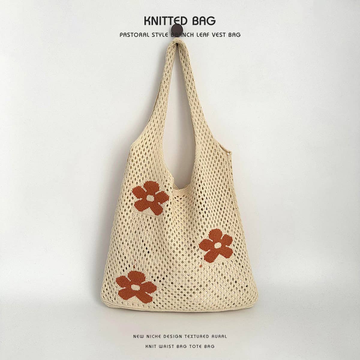 Exquisite Knitted Heart Tote Handbag_Cwab2389