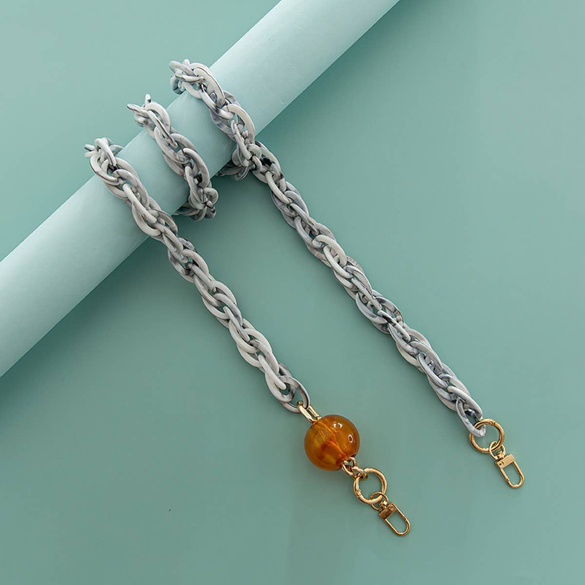 RESIN ACRYLIC LARGE LANTERN BEADS BAG CHAIN STRAP_CWMM5106