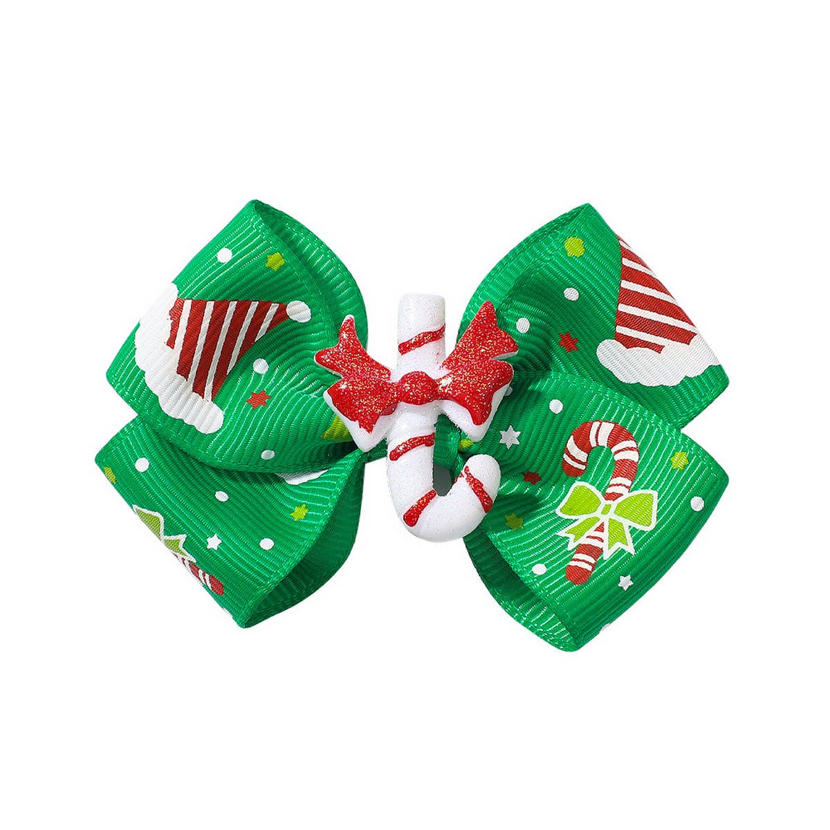 CHILDRENS SANTA CLAUS PRINTED BOW HAIRPIN_CWAHA2364