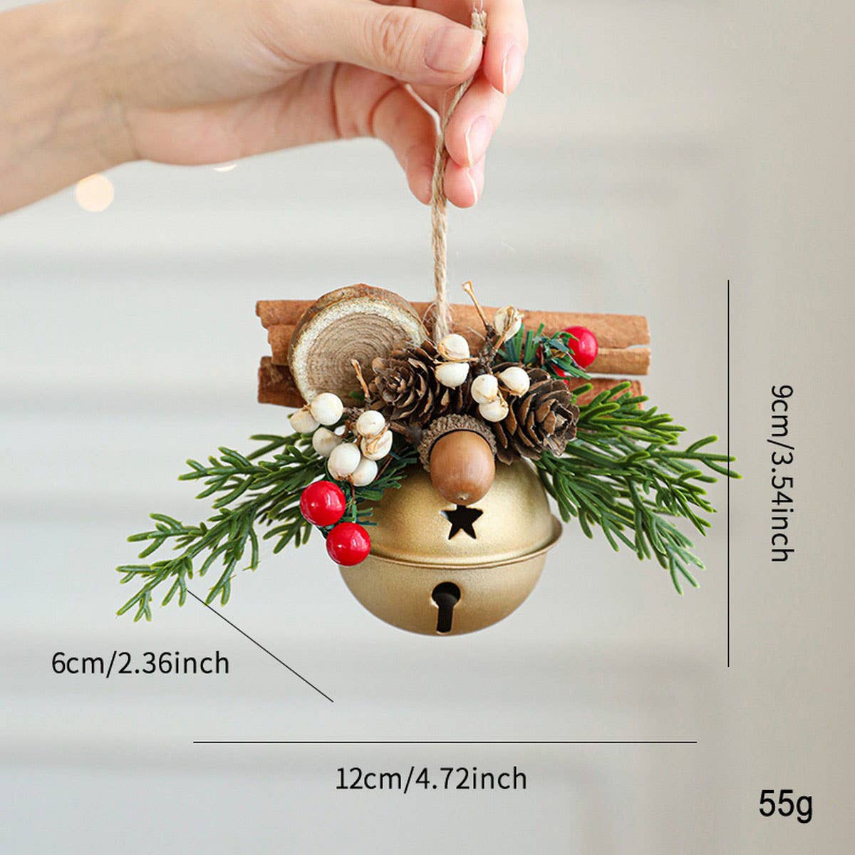 Cwmm10364_Christmas Bell Antler Bow Pinecone Tree Ornaments