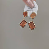 BROWN RESIN SQUARE EARRINGS_CWAJE1304