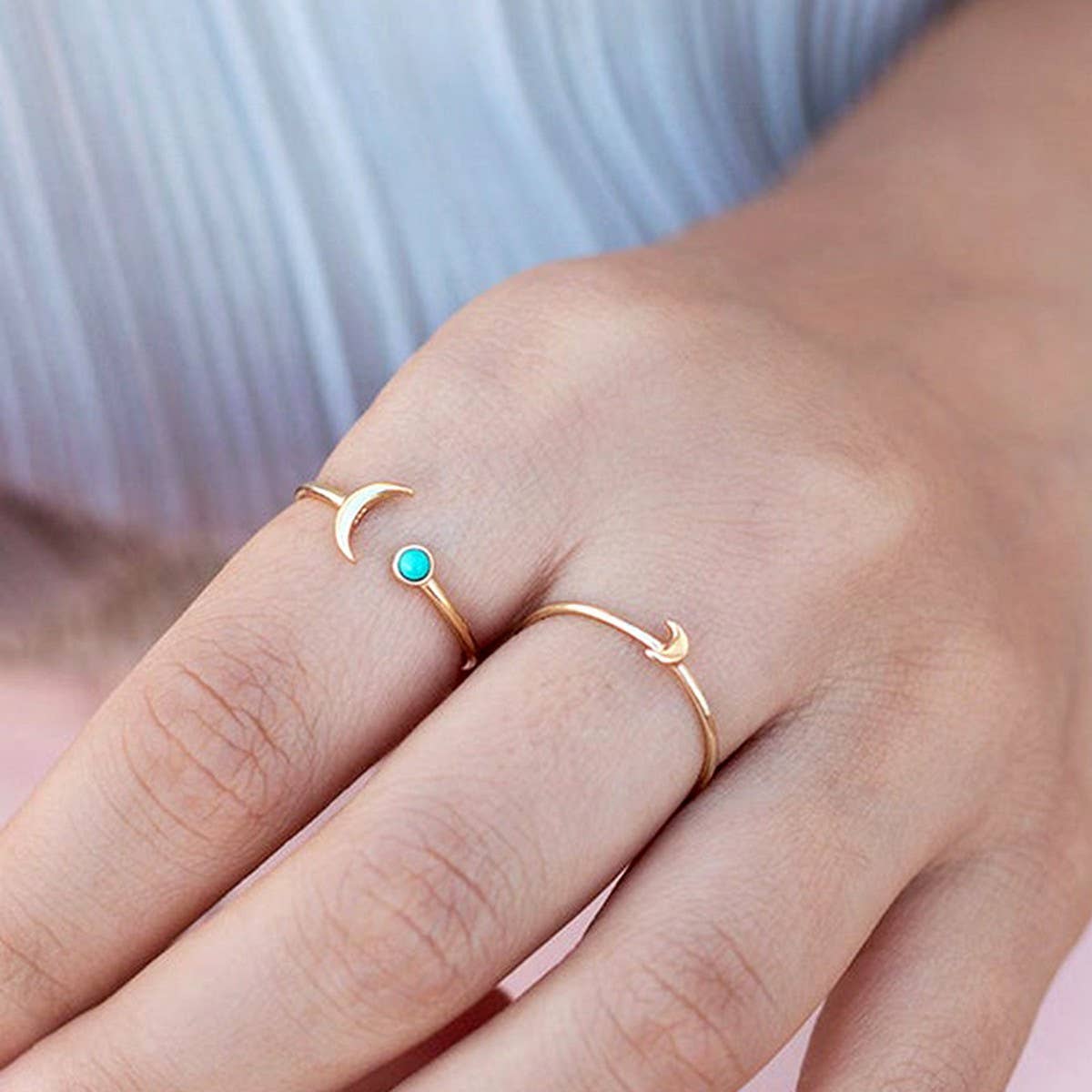 SIMPLE AND COOL MOON CREATIVE RING OPEN RING_CWAJE1748