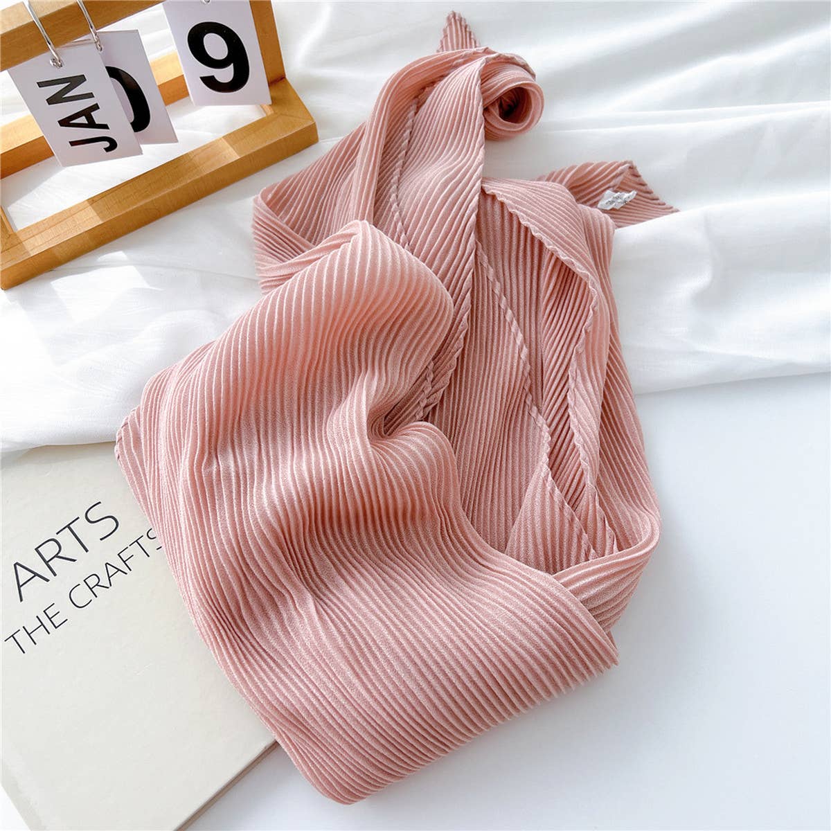Cwasc2389_Wrinkled Solid Color Cotton And Linen Scarf