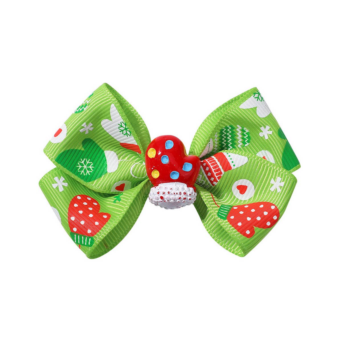 CHILDRENS SANTA CLAUS PRINTED BOW HAIRPIN_CWAHA2364
