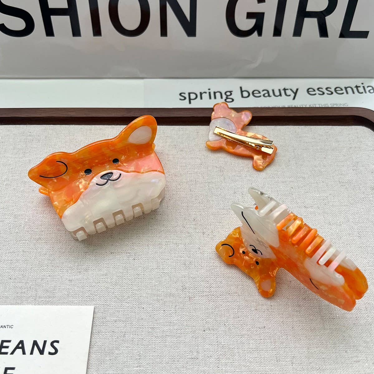 CUTE YELLOW DOG ACETATE HAIR CLAW CLIP_CWAHA5772